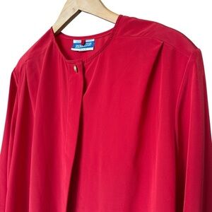 Pendleton Plus Women's 22W Red Long Sleeve Blouse Casual Button Top Gold Accents